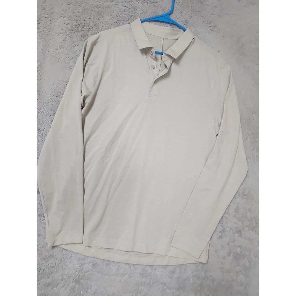Lululemon Polo Shirt Mens Large Long Sleeve Athletic Casual Gray Preppy Golf L